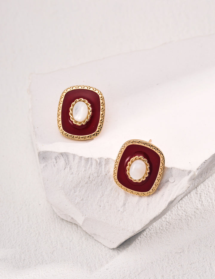 Scarlet Shell Studs