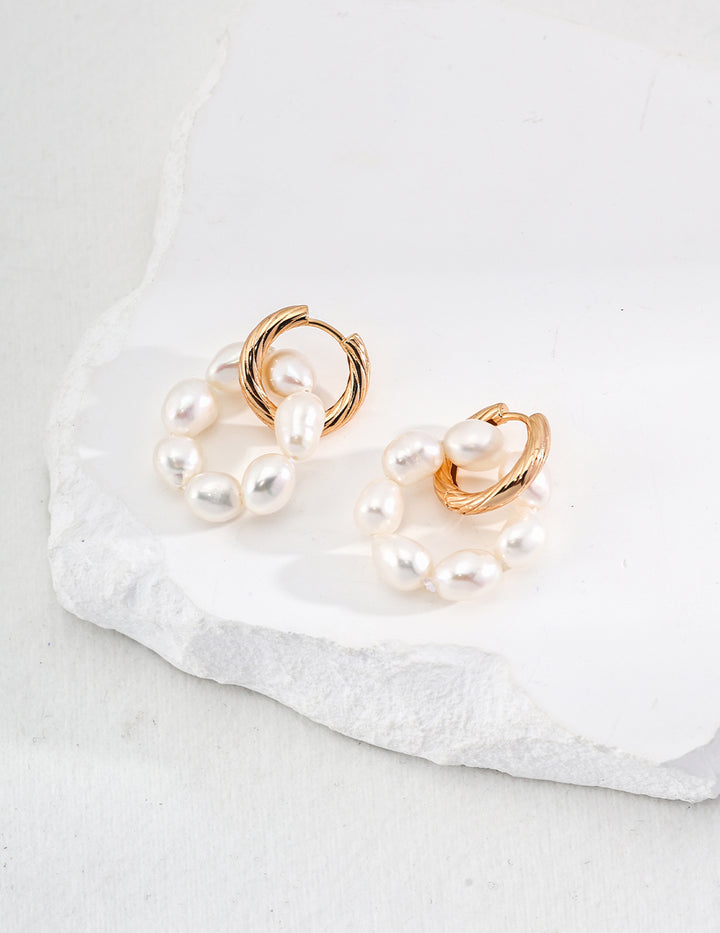 Pearl Orbit Hoop Earrings