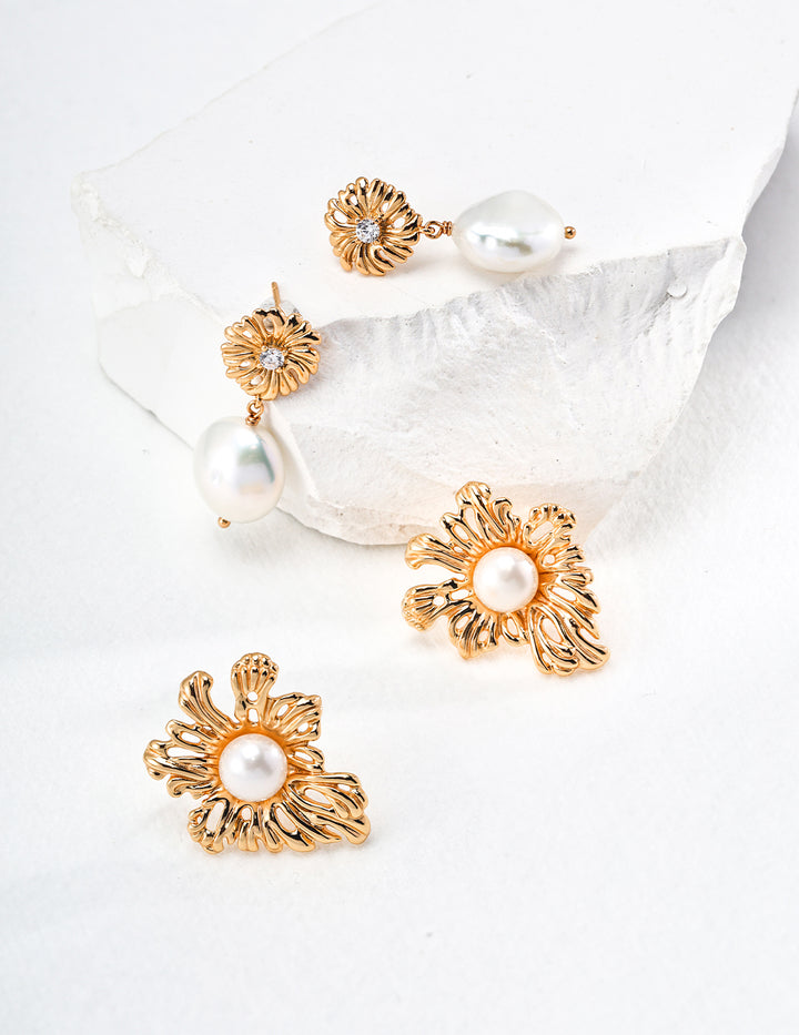 Golden Sunrise Pearl Studs