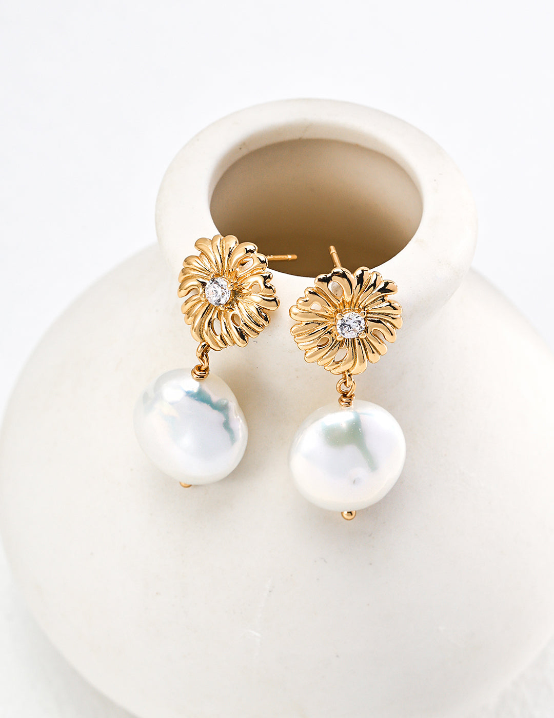 Sunlit Pearl Drop Earrings