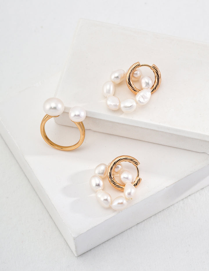 Pearl Orbit Hoop Earrings