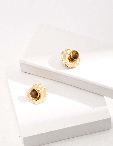 Tiger's Eye Stud Earrings