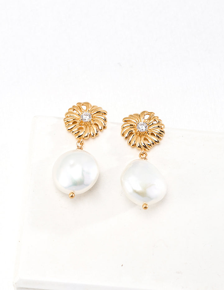 Sunlit Pearl Drop Earrings