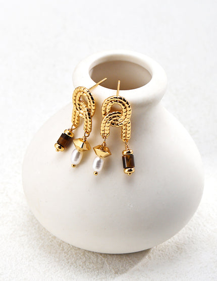 Golden Eye Pearl Dangles