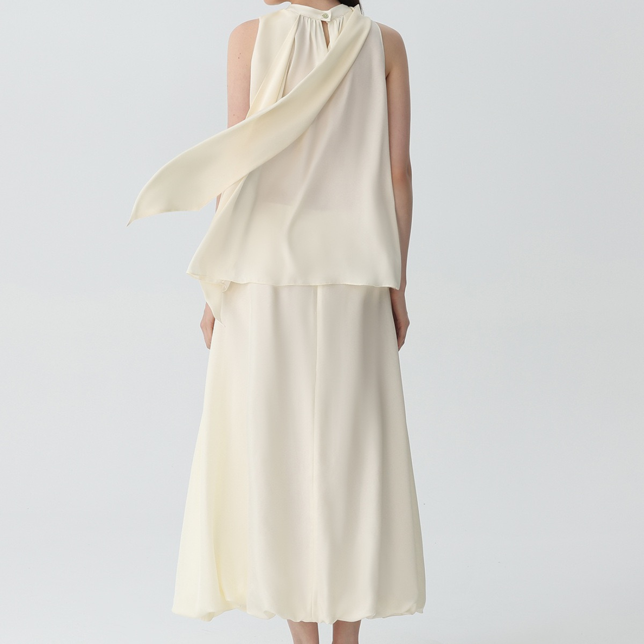 Amélie Silk Scarf-Neck Blouse