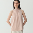 Amélie Silk Scarf-Neck Blouse