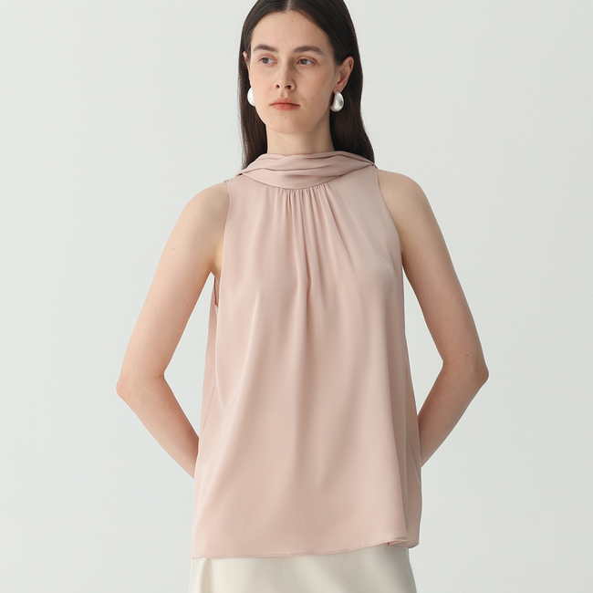 Amélie Silk Scarf-Neck Blouse