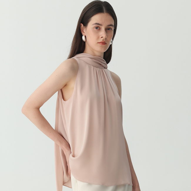Amélie Silk Scarf-Neck Blouse