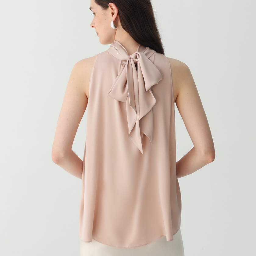 Amélie Silk Scarf-Neck Blouse