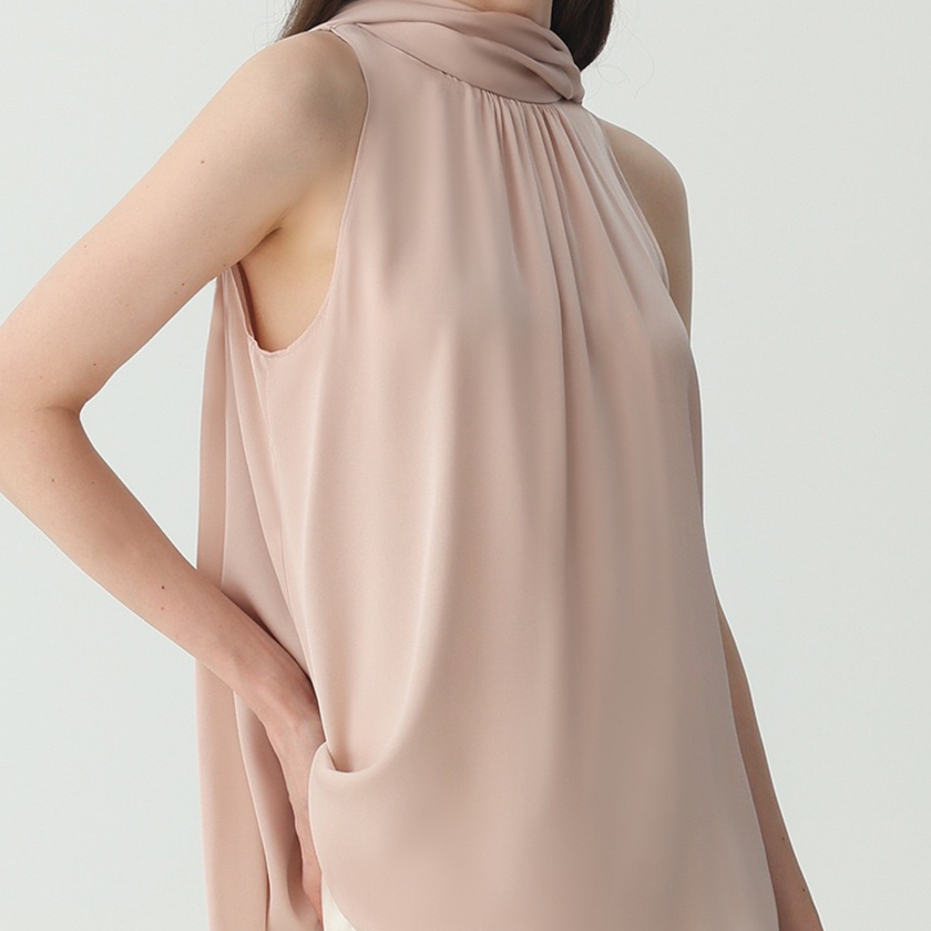 Amélie Silk Scarf-Neck Blouse