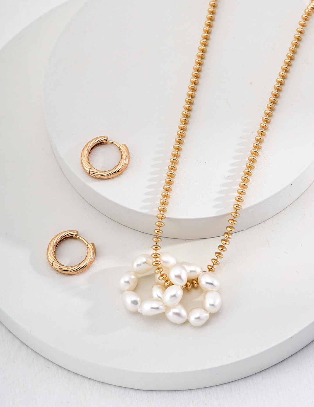 Pearl Orbit Hoop Earrings