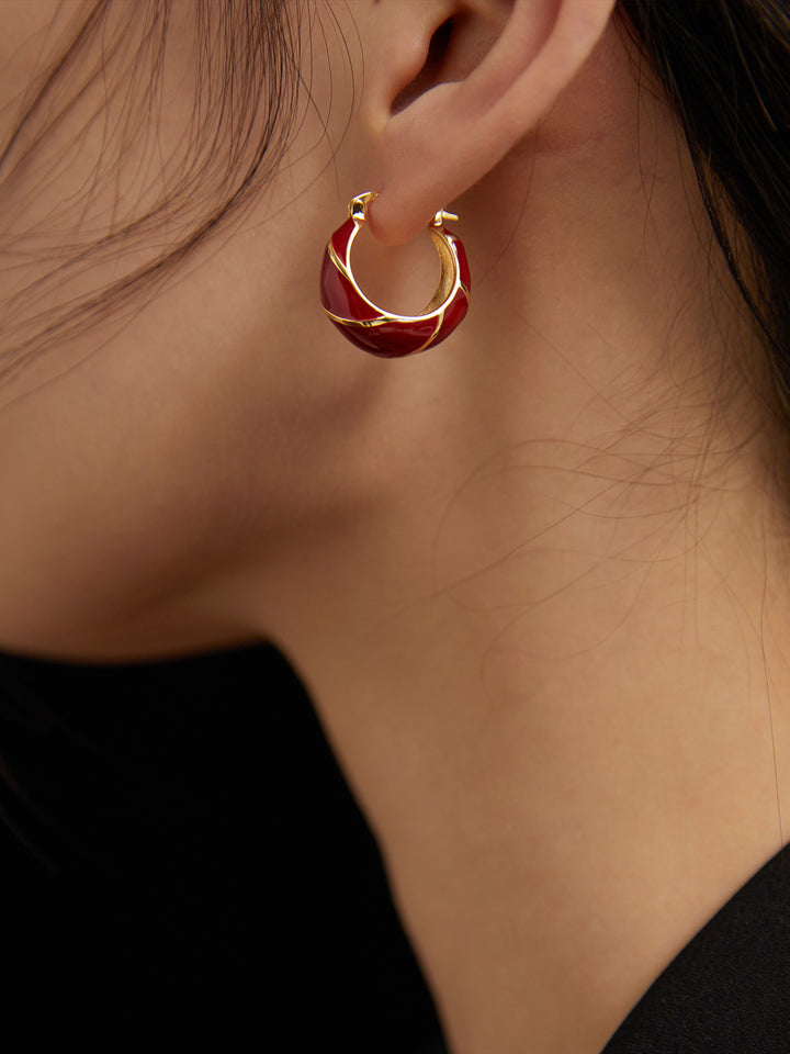 Scarlet Radiance Hoop Earrings