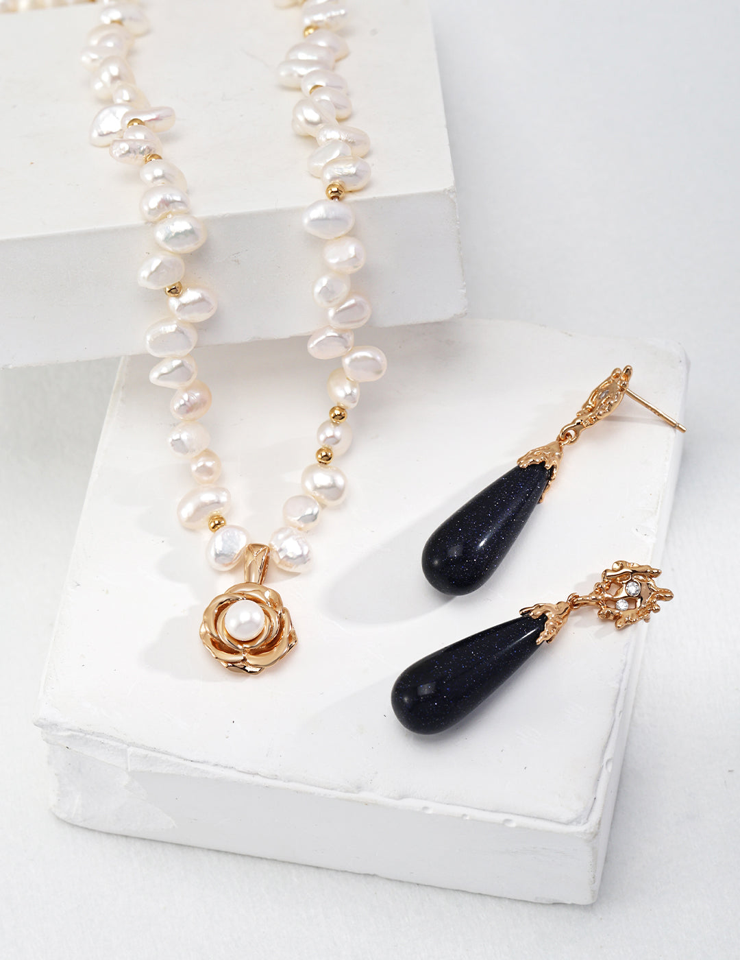 Midnight Gold Drop Earrings