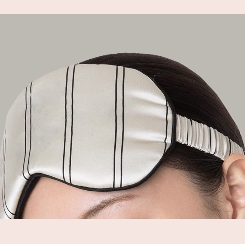 Pinstripe Silk Eye Mask
