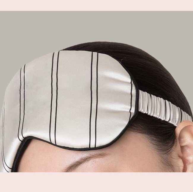 Pinstripe Silk Eye Mask